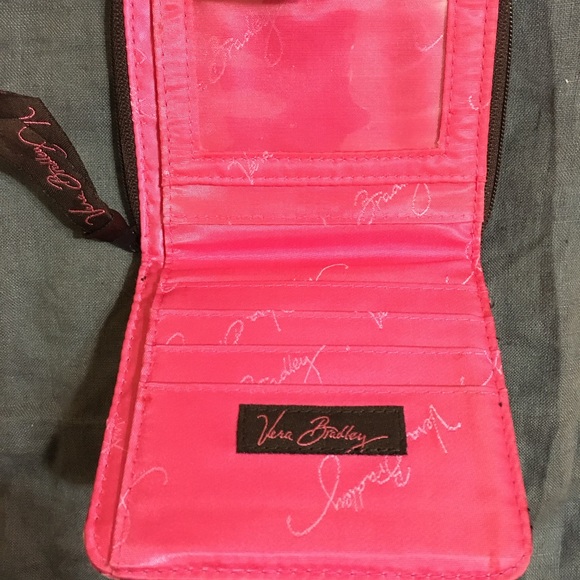 Vera Bradley Small Zip/Snap Wallet Brown Mod Floral Fabric - Picture 2 of 4